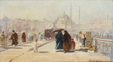 Islamic Painting - LE PONT DE GALATA CONSTANTINOPLE by Francois Leon Prieur Bardin Islamic